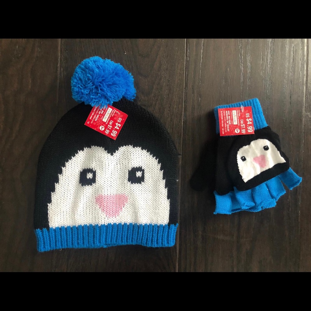 Brand new boys hat and mittens set